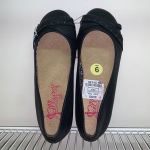 Black Faux Leather Flats!